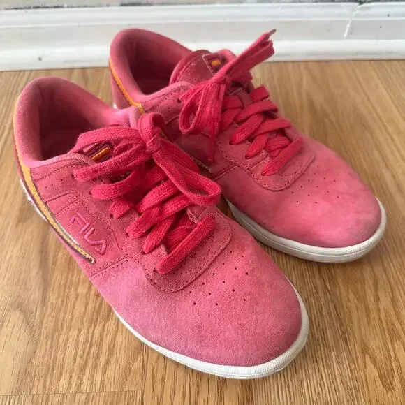 Fila Original Fitness Sneakers Bright Pink Suede Women's Size 7 Running Casual - Picture 3 of 13